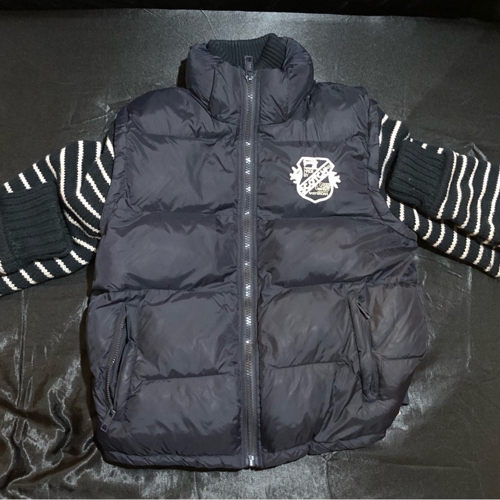 (VINTAGE) Scotch & Soda Black Puffer Jacket with Striped Sleeves